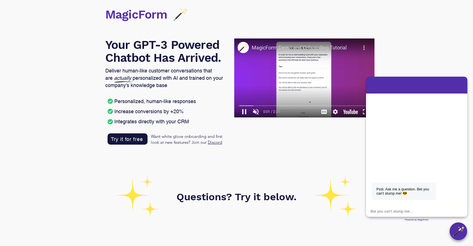 MagicForm website