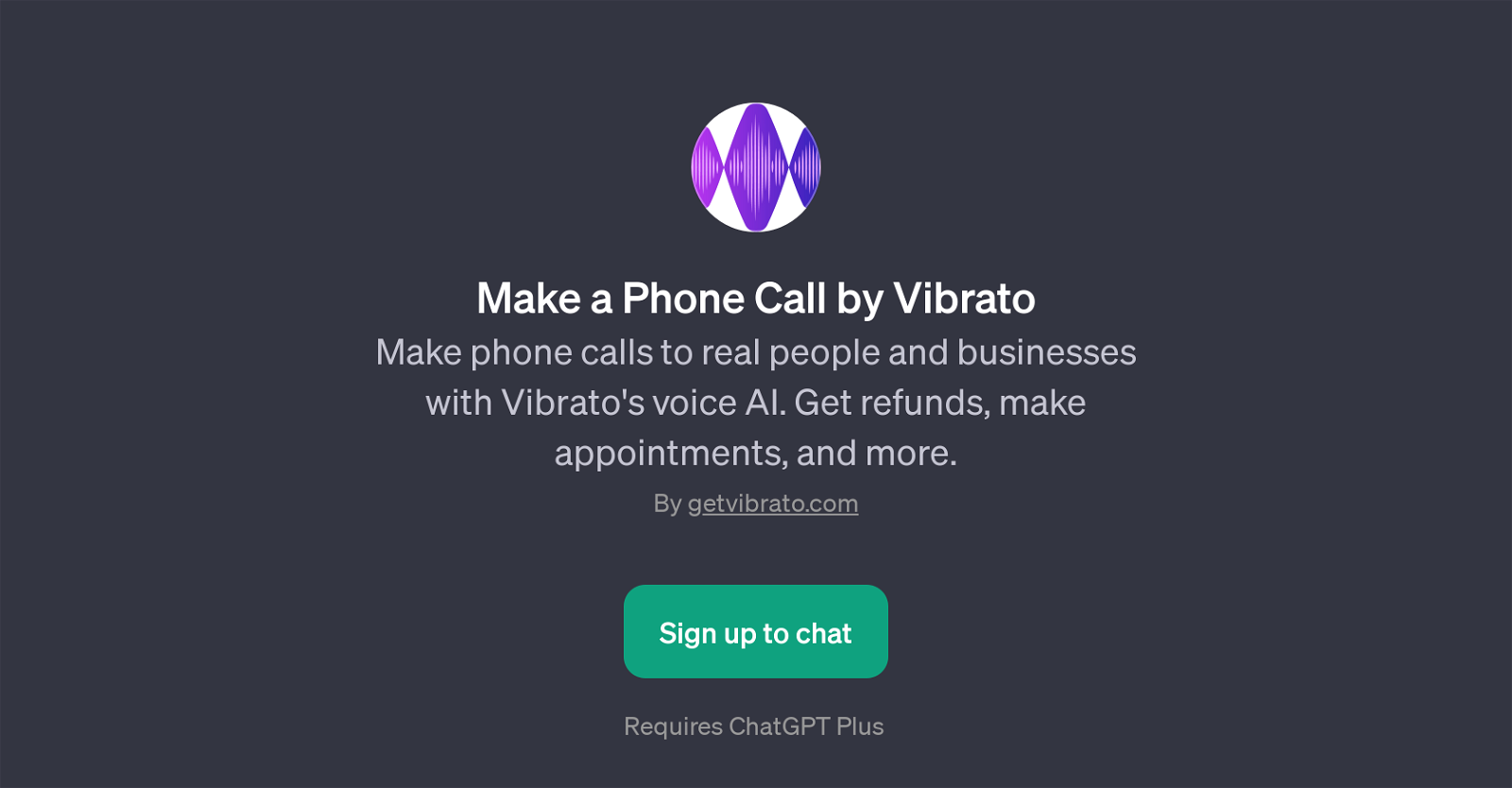 Make a Phone Call by Vibrato website
