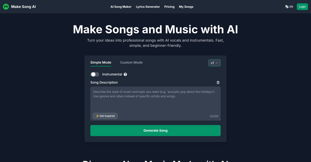 Make Song AI website