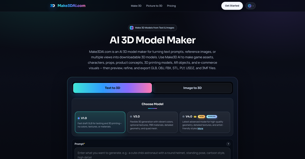Make3DAI.com website