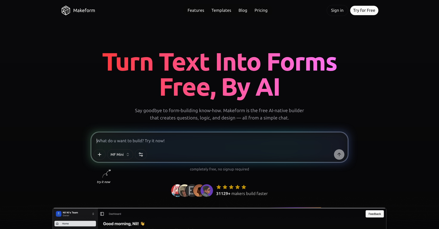 MakeForm website