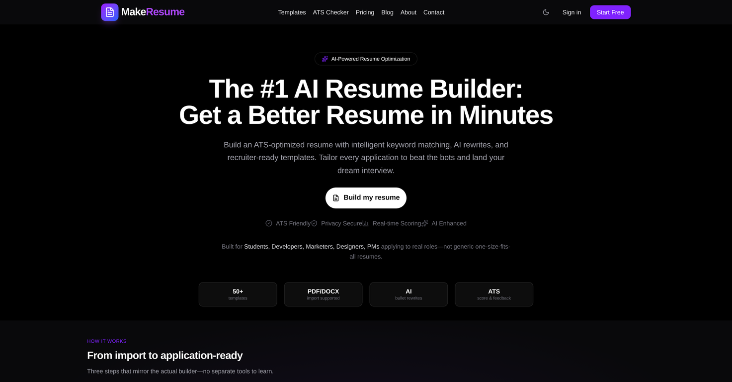 MakeResume website