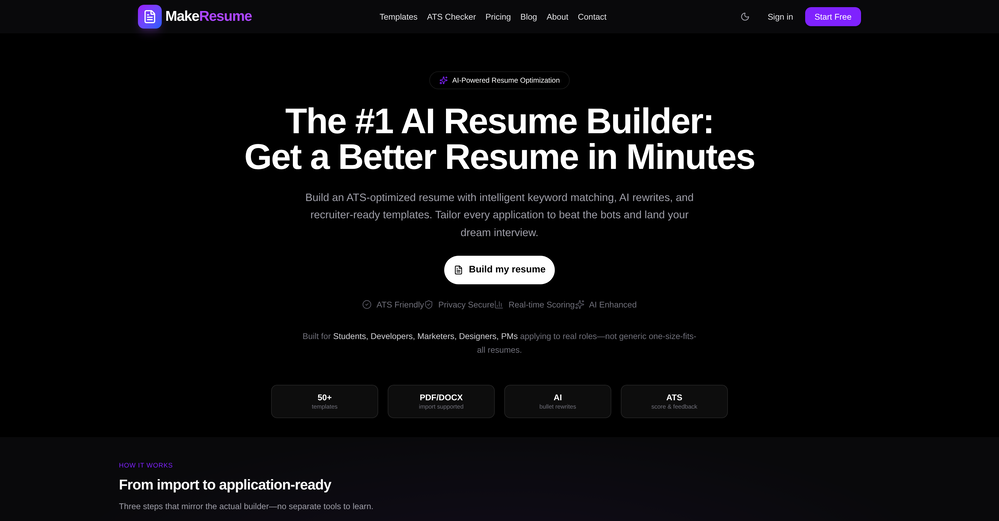 MakeResume website