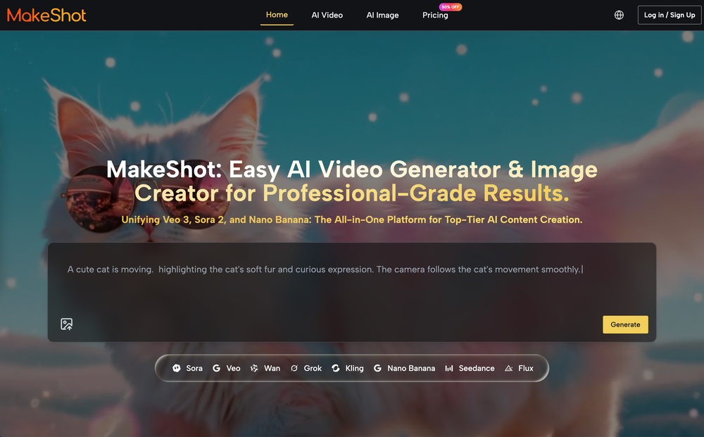 MakeShot AI website