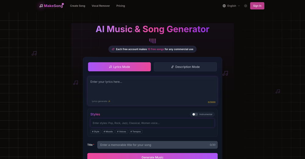 MakeSong website