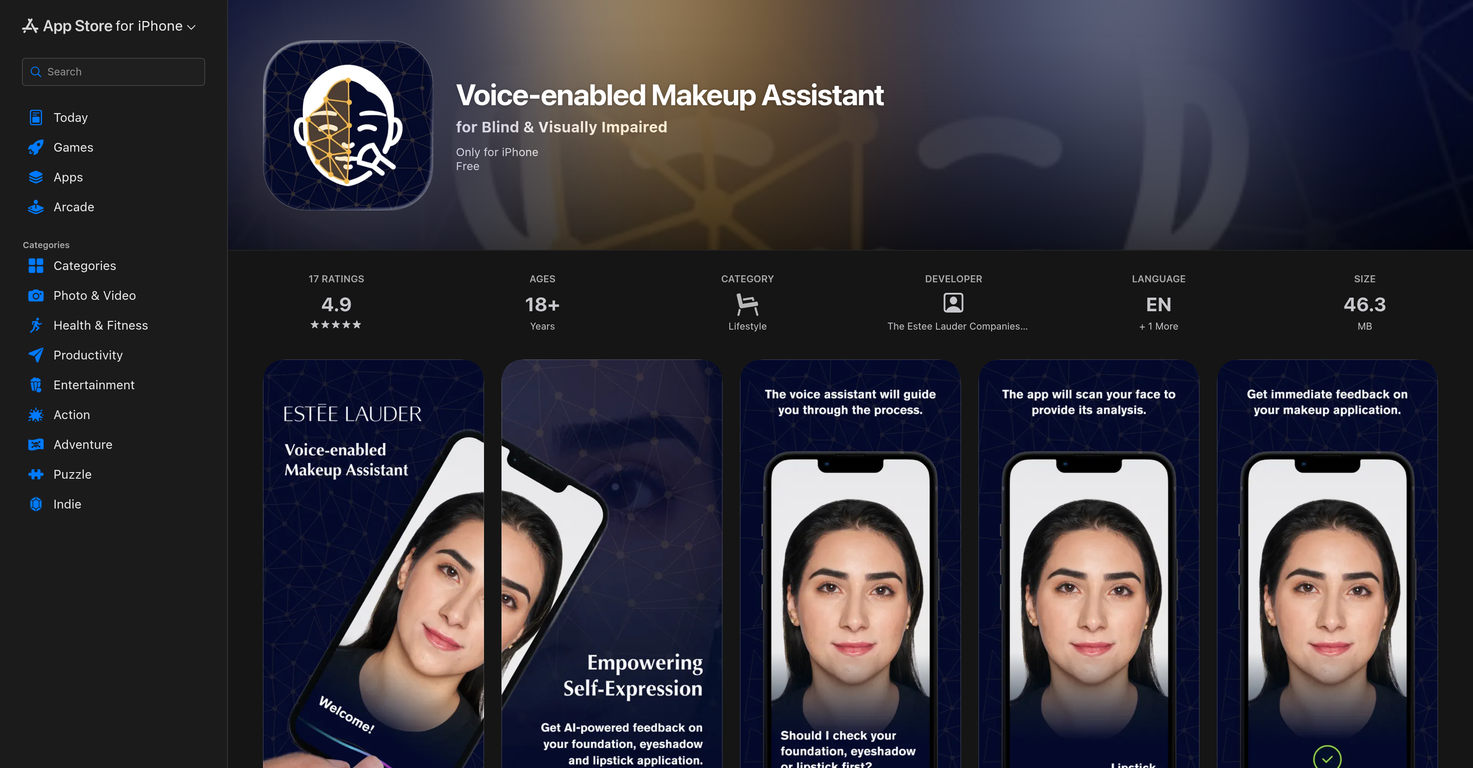 Makeup Assistant by Estee Lauder website