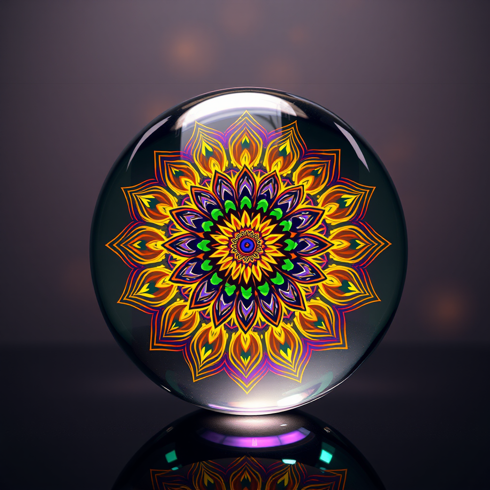 Mandalas and 3D patterns in the form of glassball website