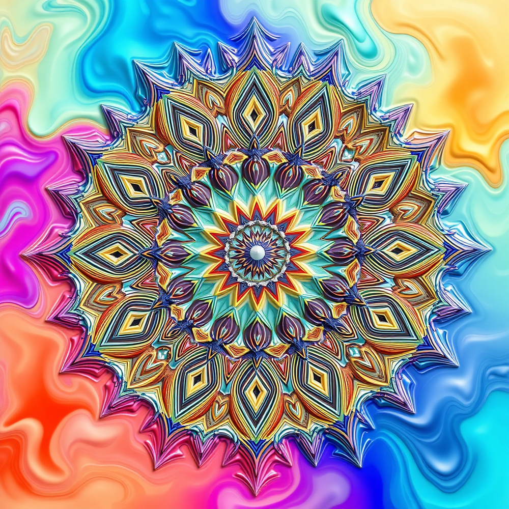 Mandalas and 3D patterns in the form of liquid website