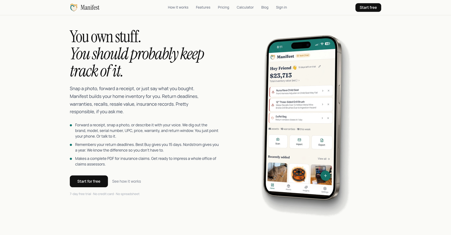 Manifest website