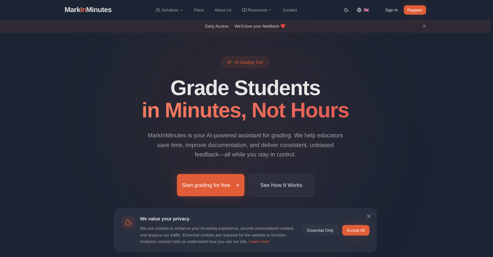 MarkInMinutes website