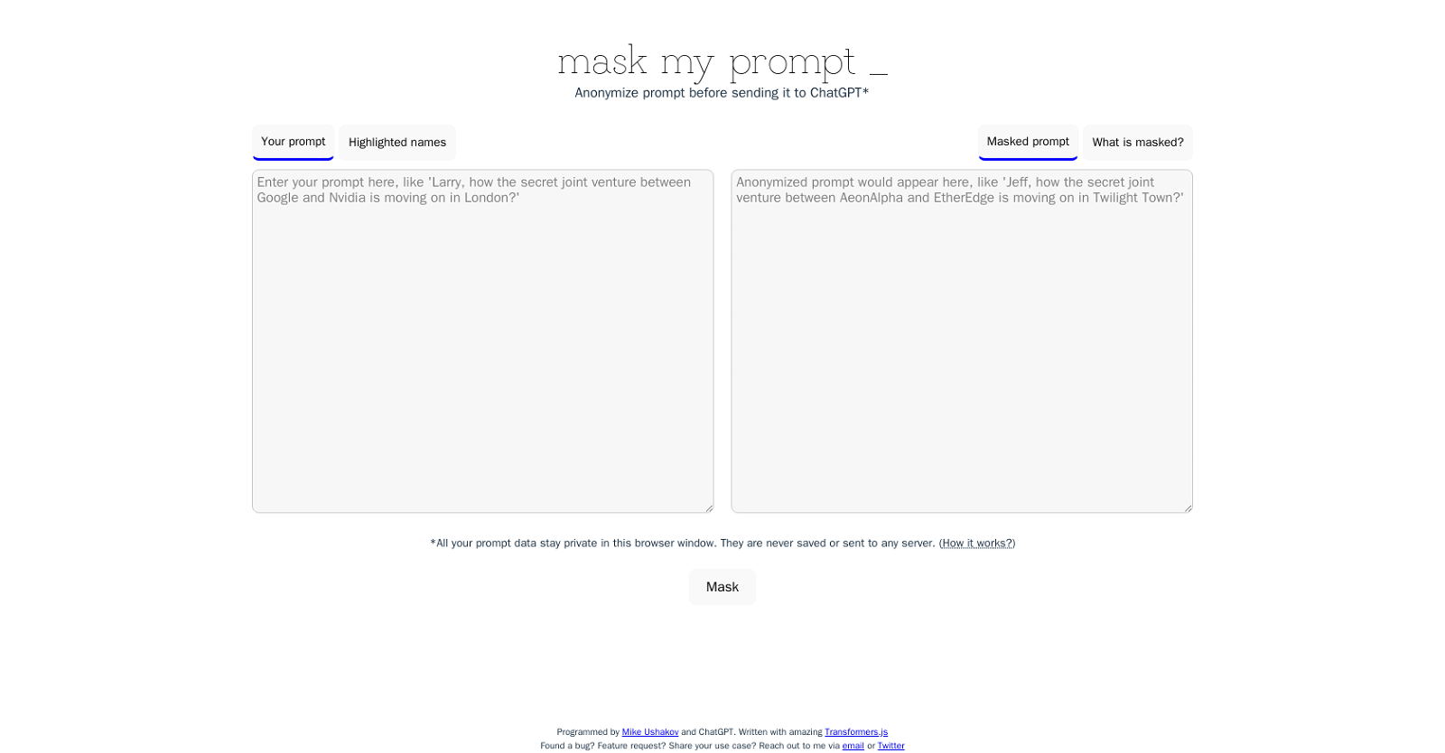 Maskmyprompt website