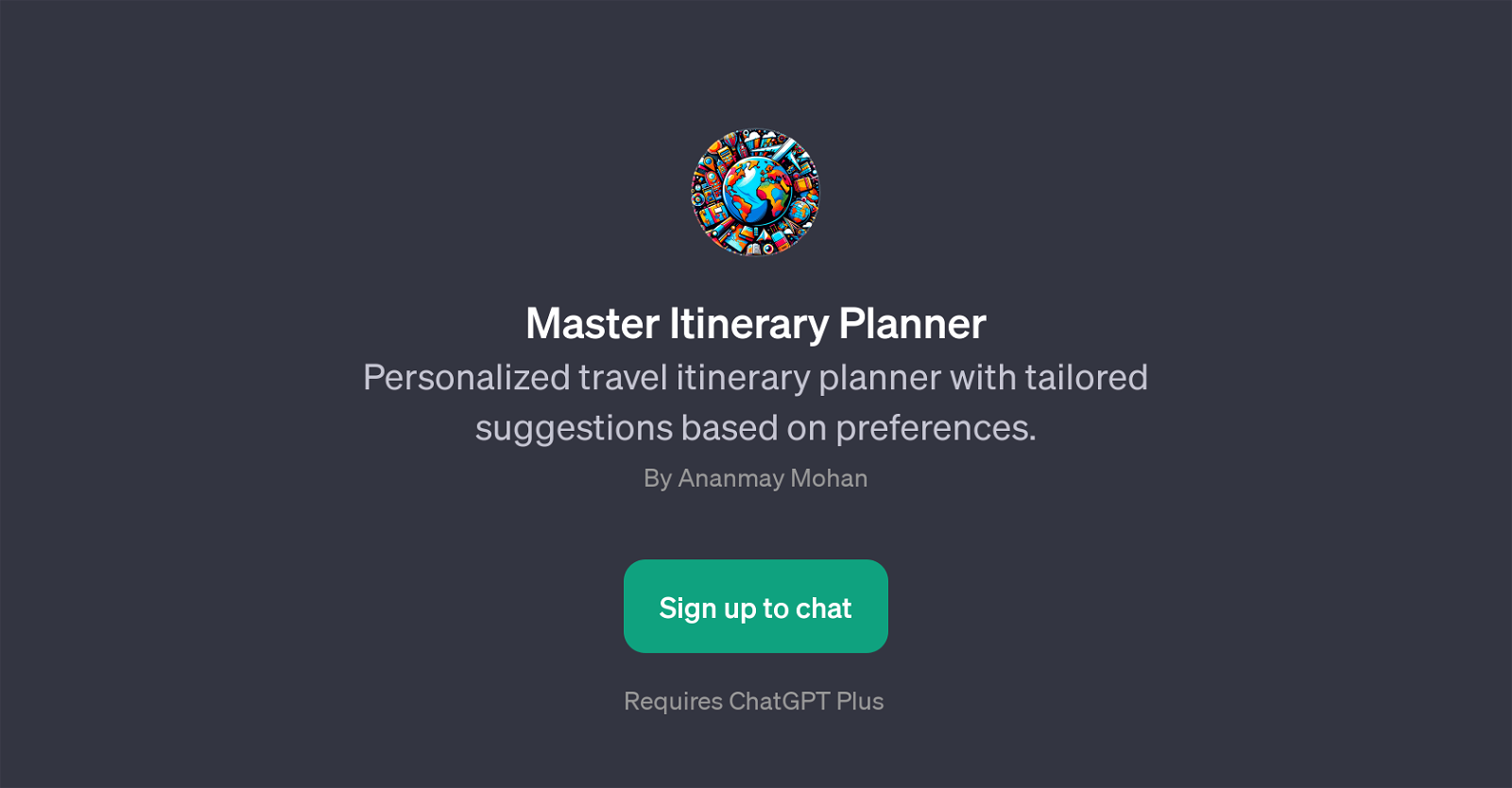 Master Itinerary Planner website