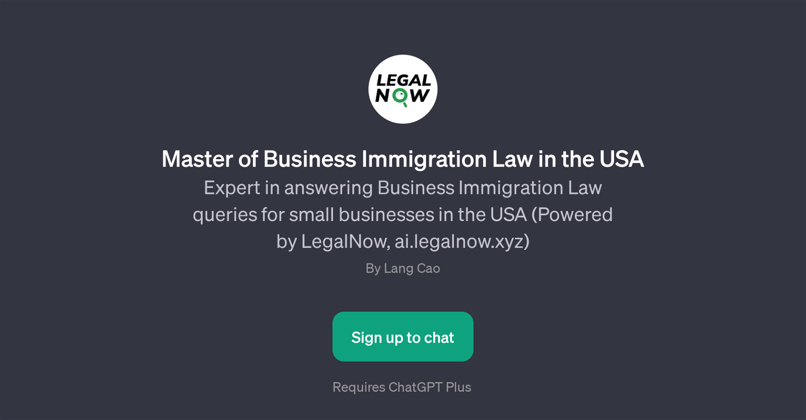 Master of Business Immigration Law in the USA website