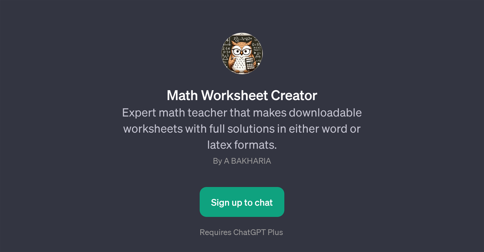 Math Worksheet Creator website