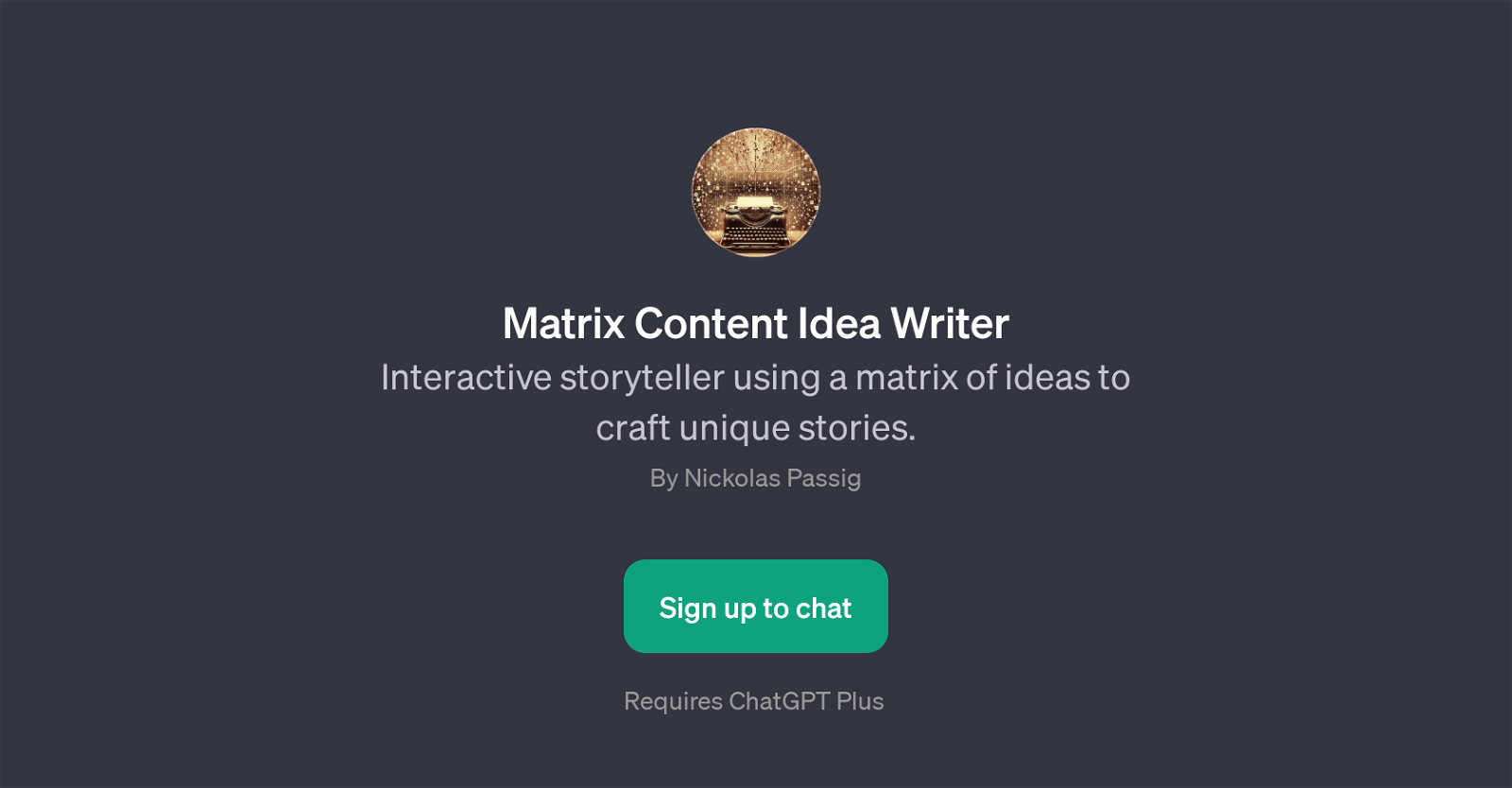 Matrix Content Idea Writer website