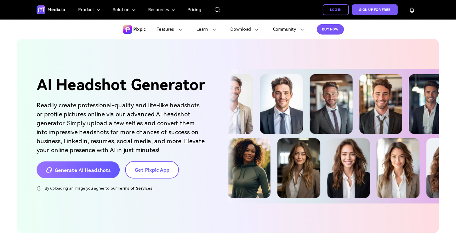 Media Headshot Generator website