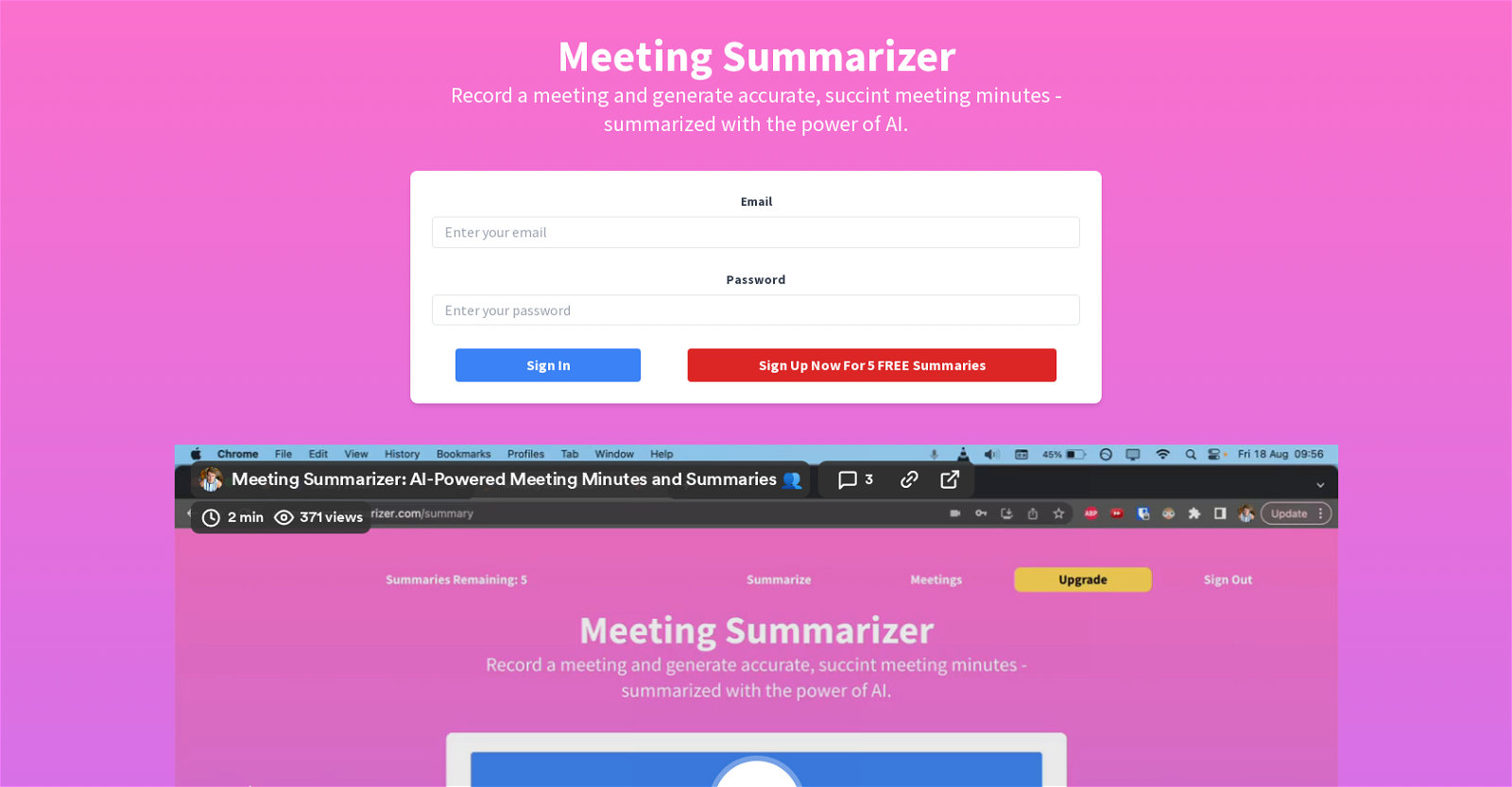 Meeting Summarizer website