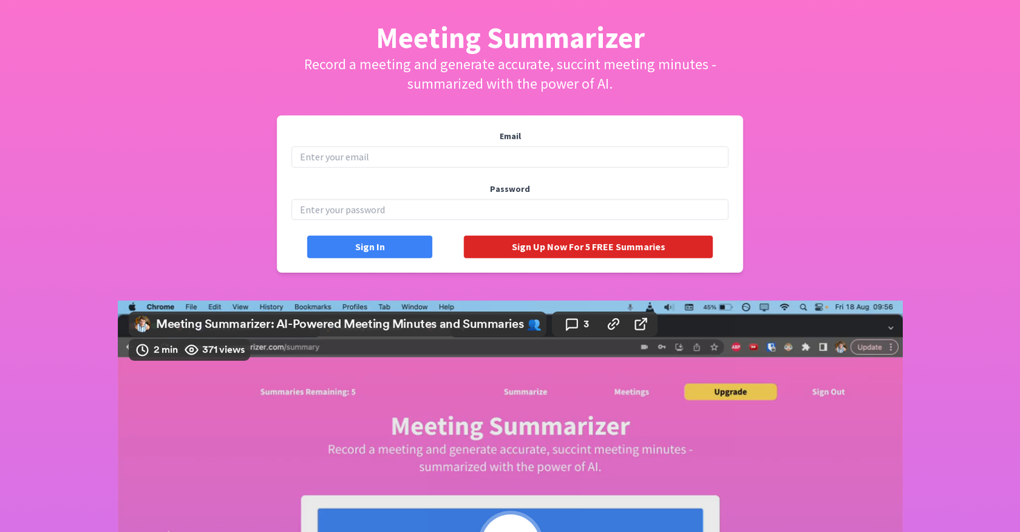 Meeting Summarizer website