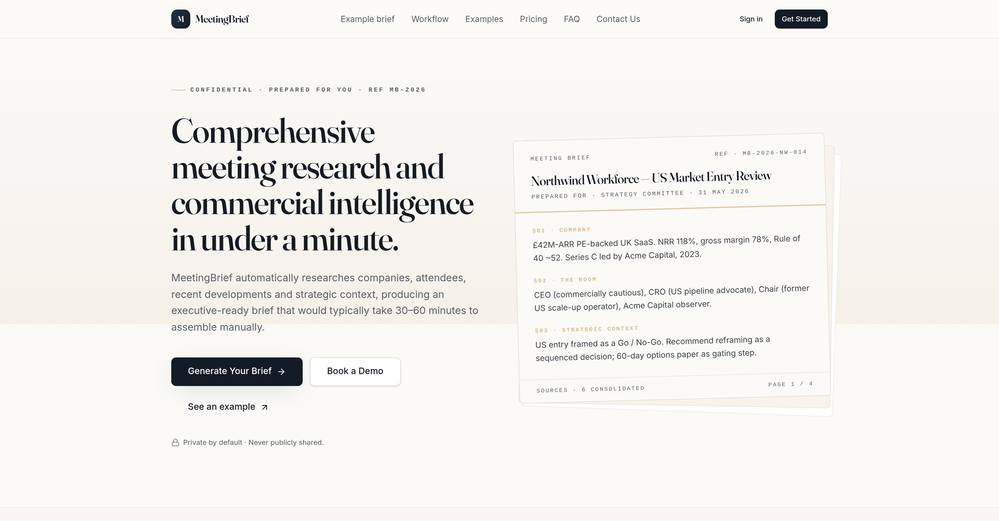 MeetingBrief website