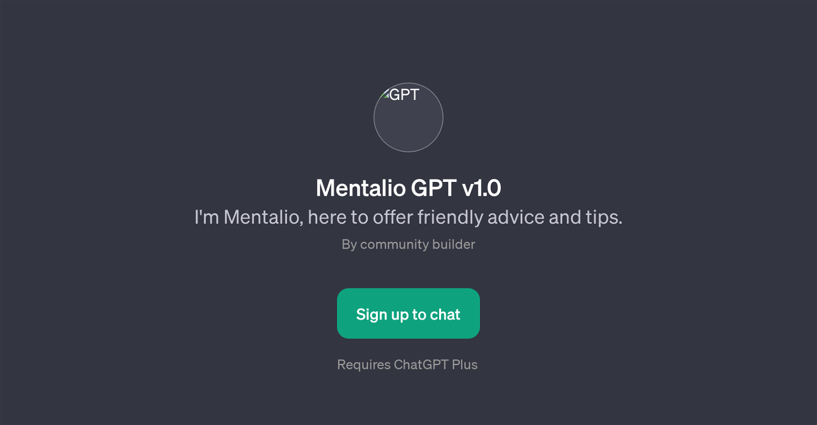 Mentalio GPT v1.0 website