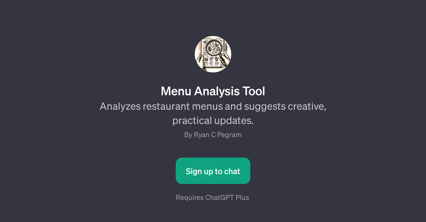 Menu Analysis Tool website