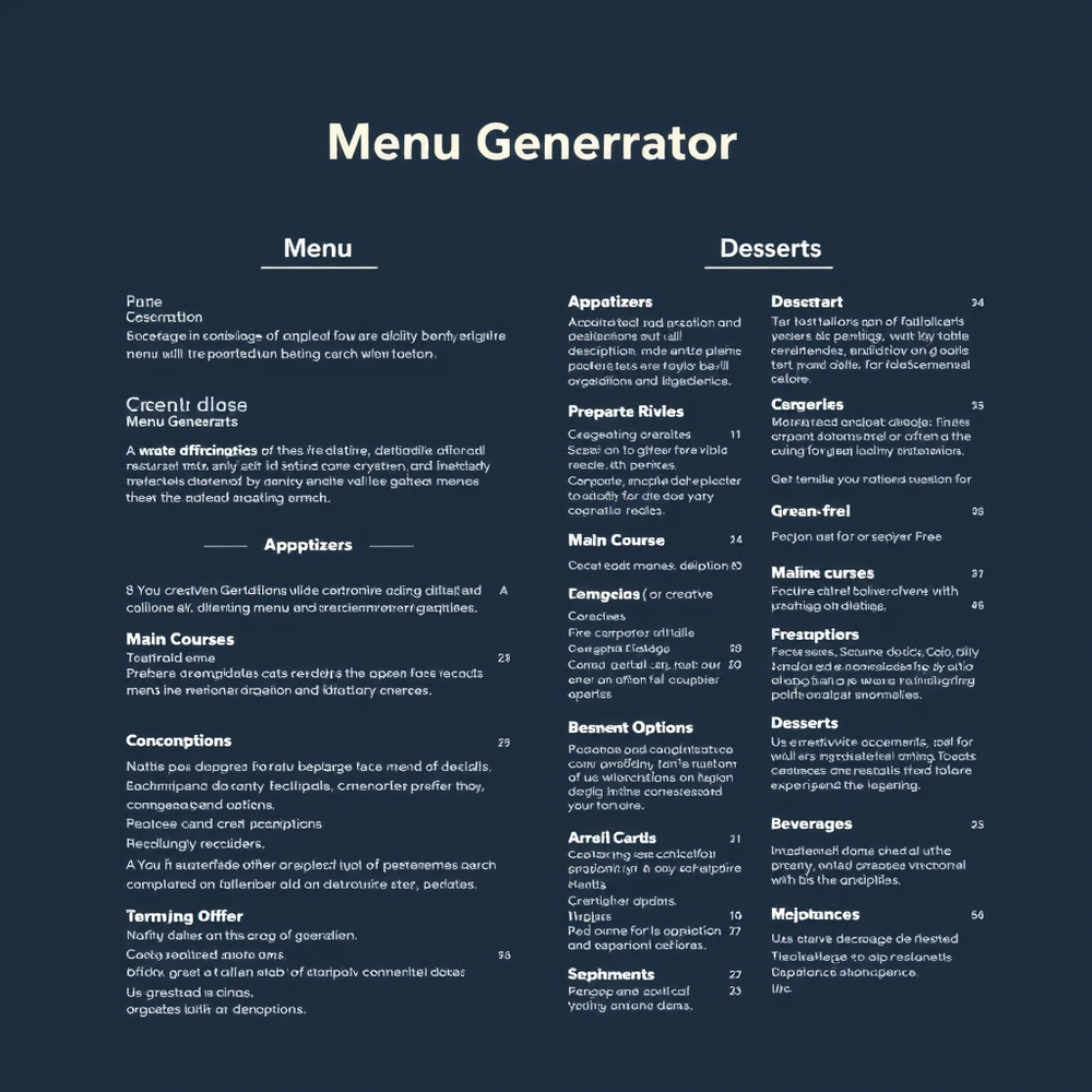 Menu Generator Free website