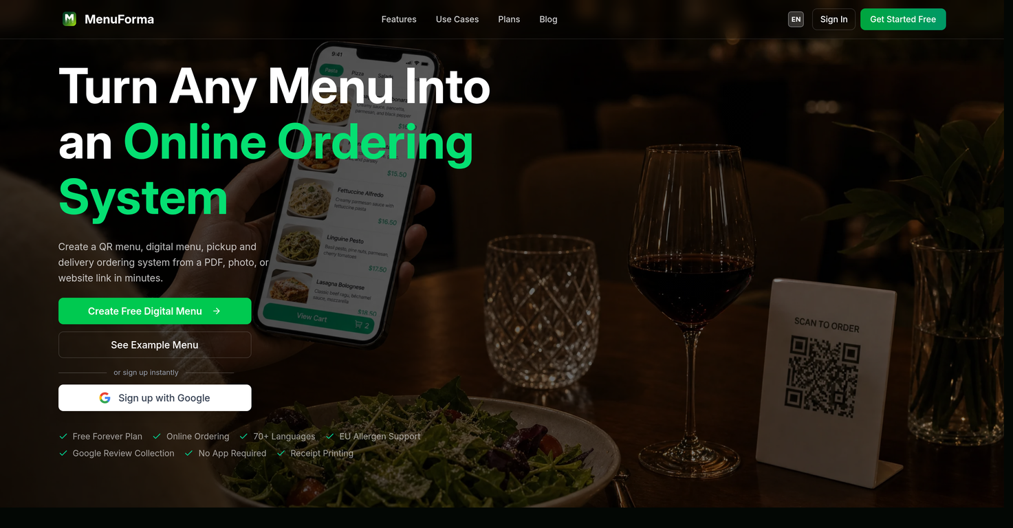 MenuForma website