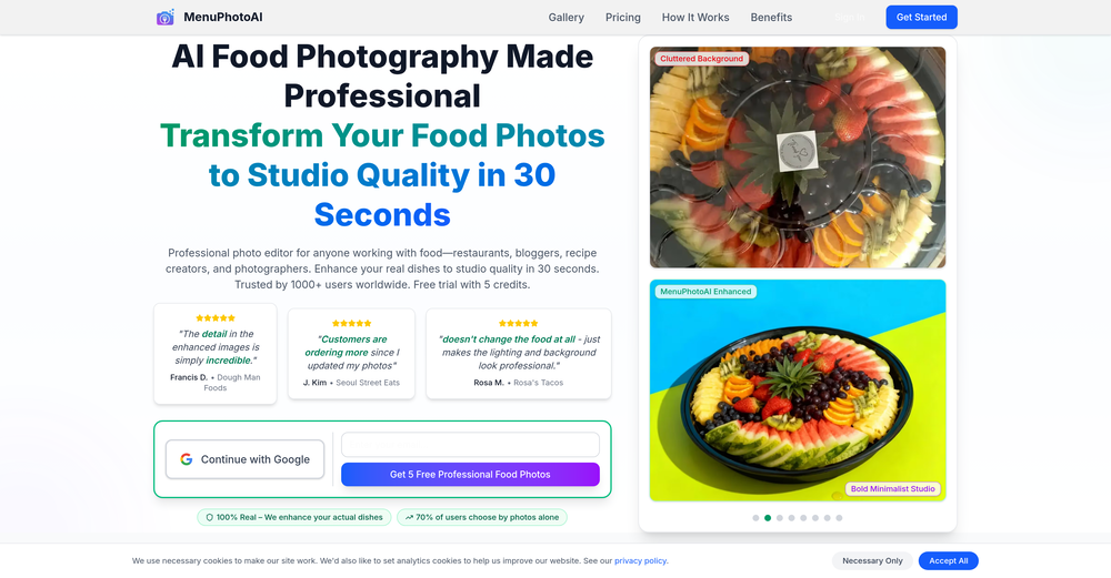 MenuPhotoAI website