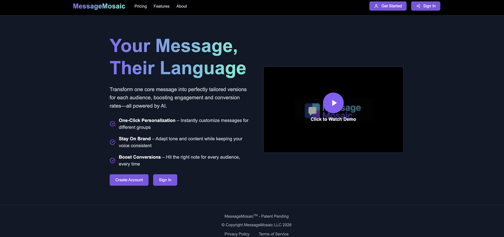 MessageMosaic website
