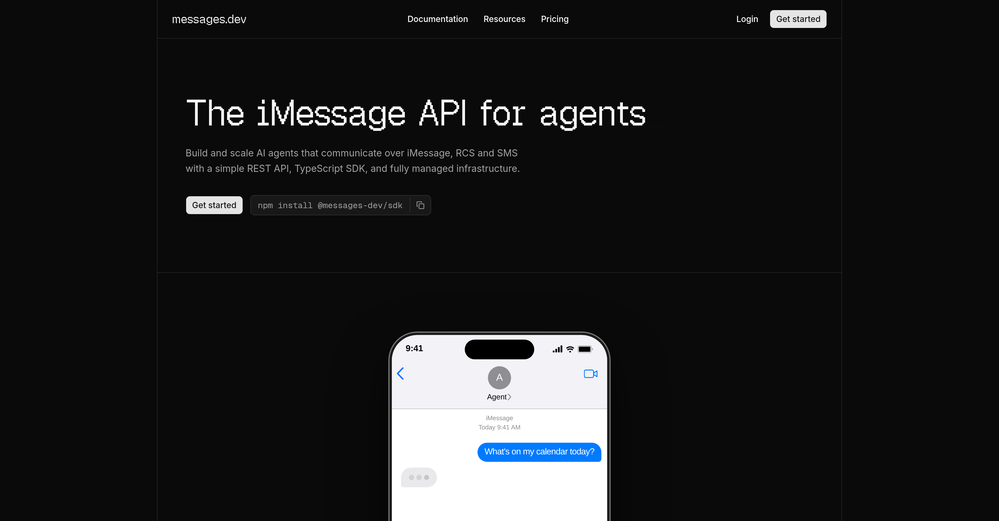 messages.dev website