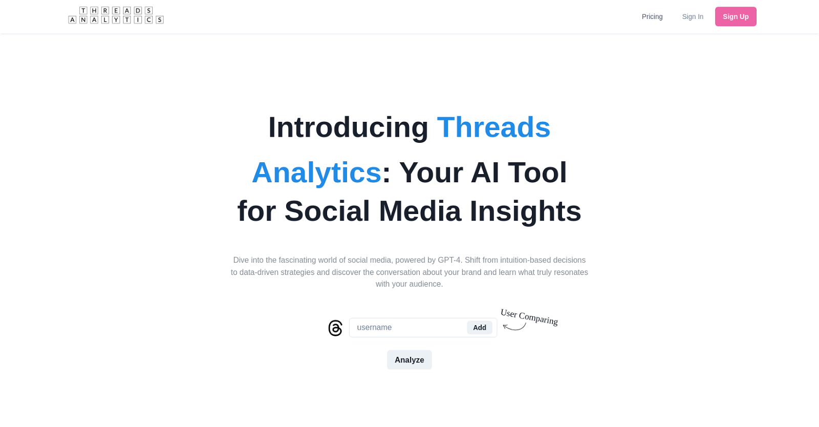Meta Threads Analytics website