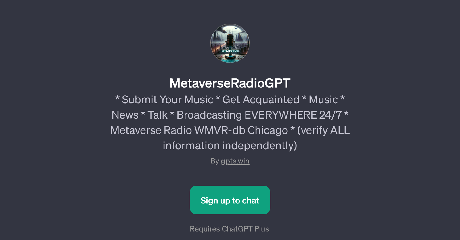 MetaverseRadioGPT website