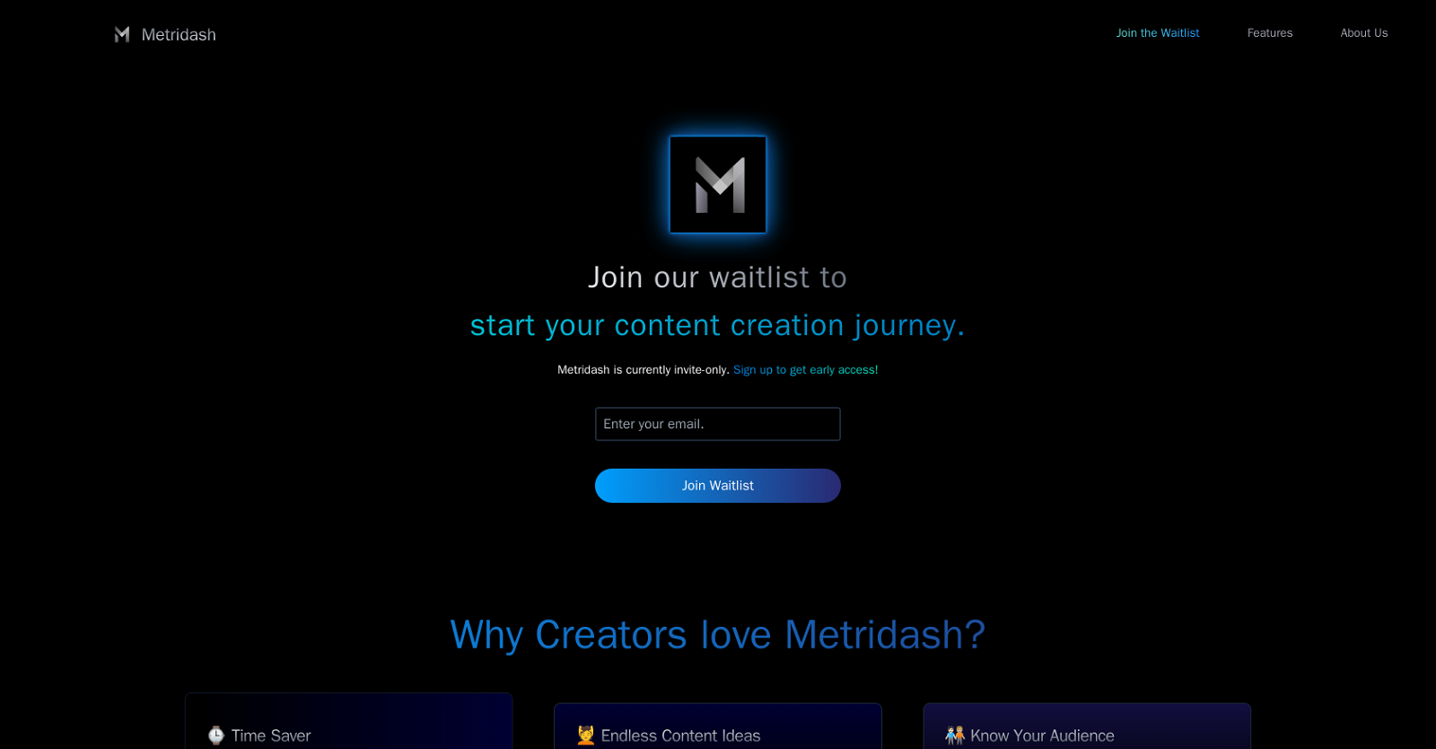 Metridash website