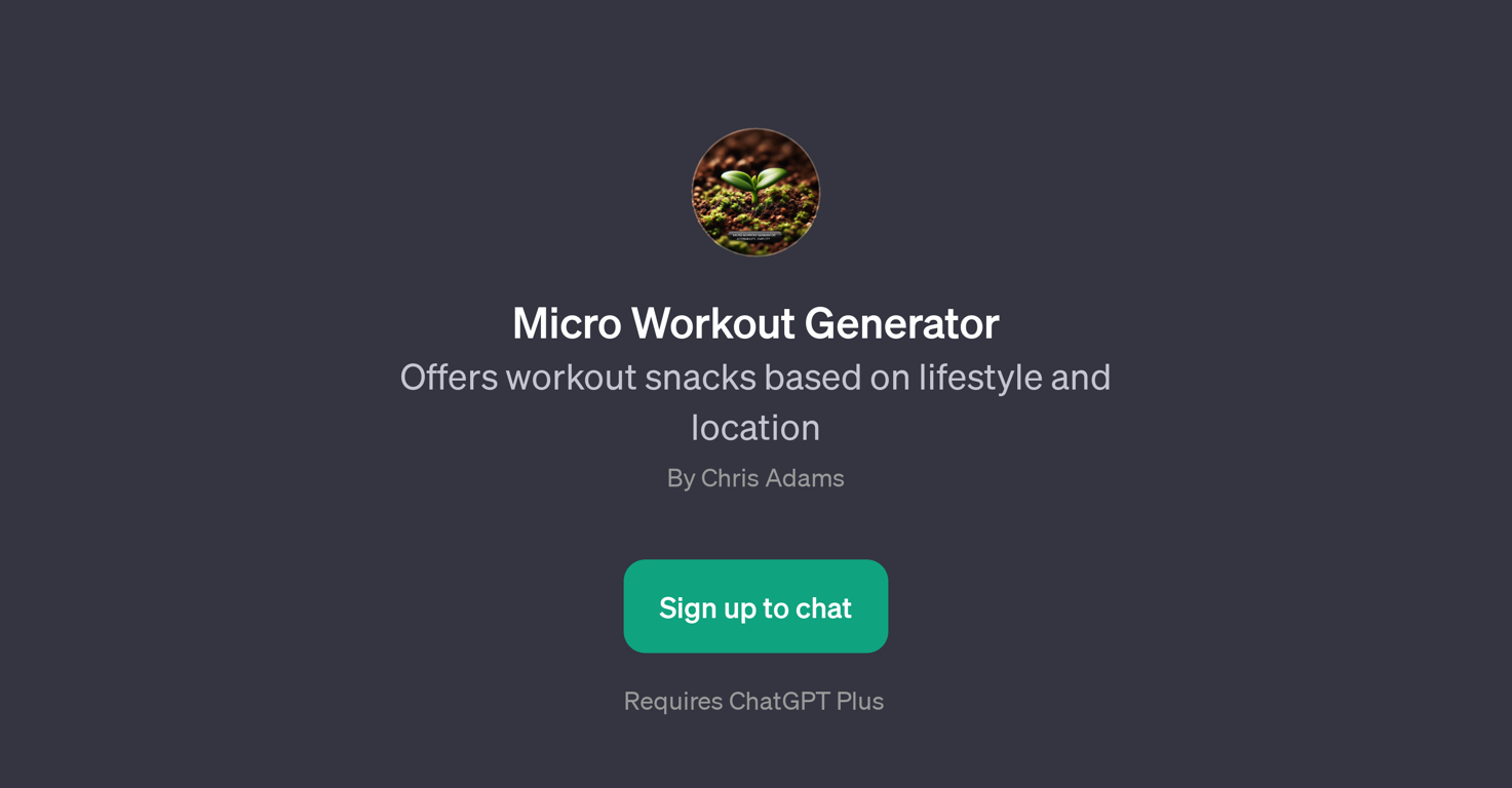 Micro Workout Generator website