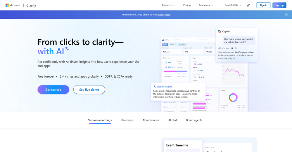 Microsoft Clarity website