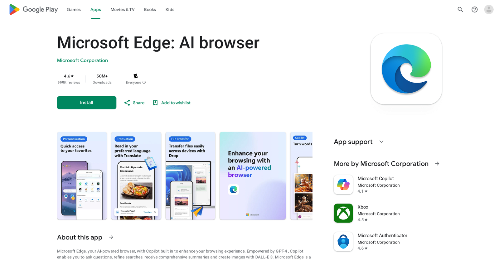 Microsoft Edge website