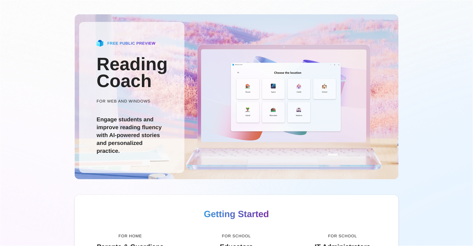 Microsoft Reading Coach website