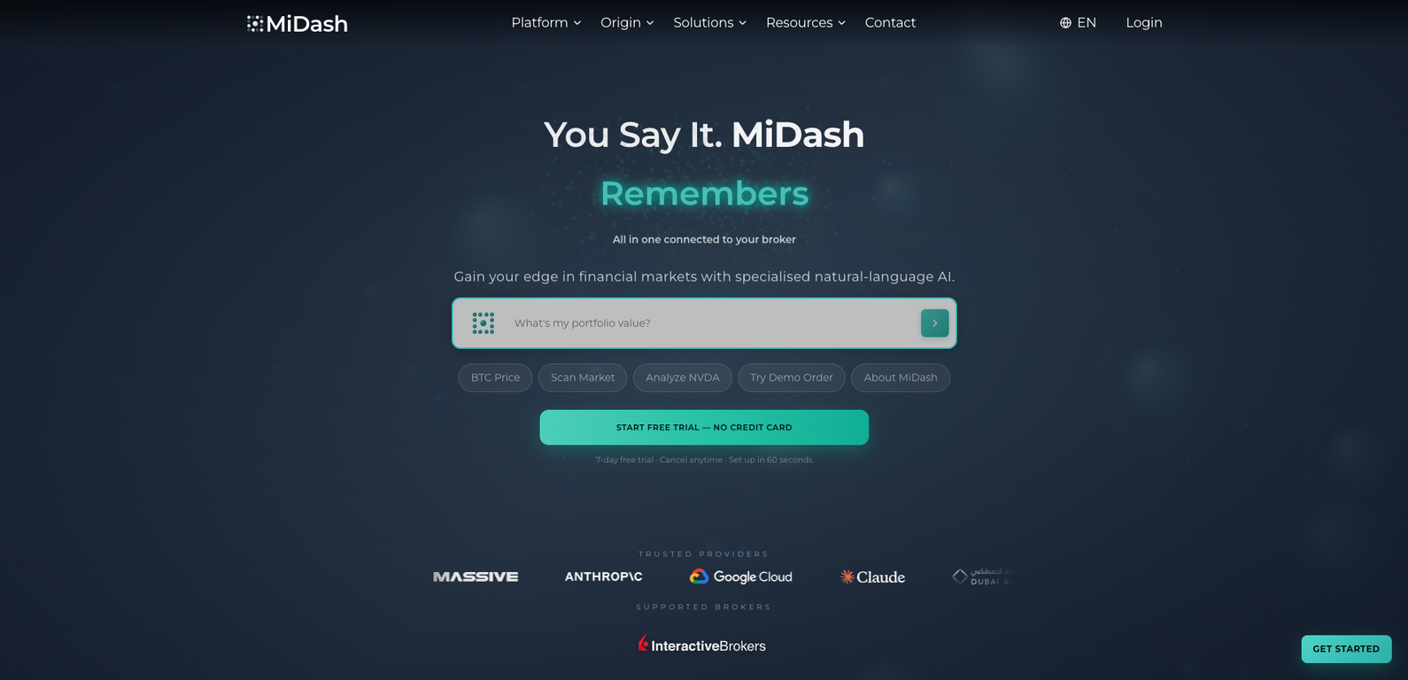 MiDash AI website