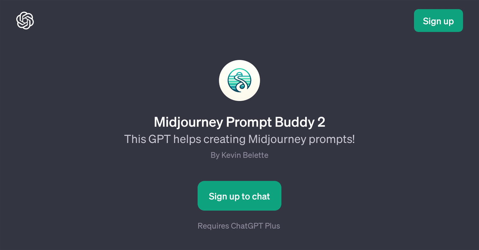 Midjourney Prompt Buddy 2 website