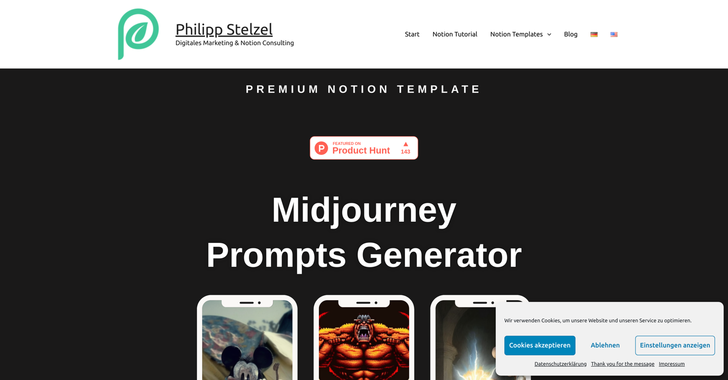 Midjourney prompt generator website