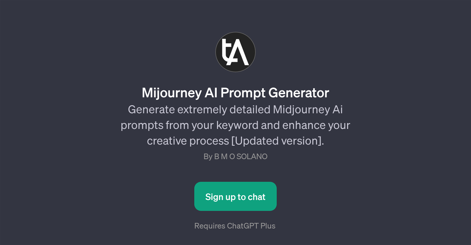 Mijourney AI Prompt Generator website