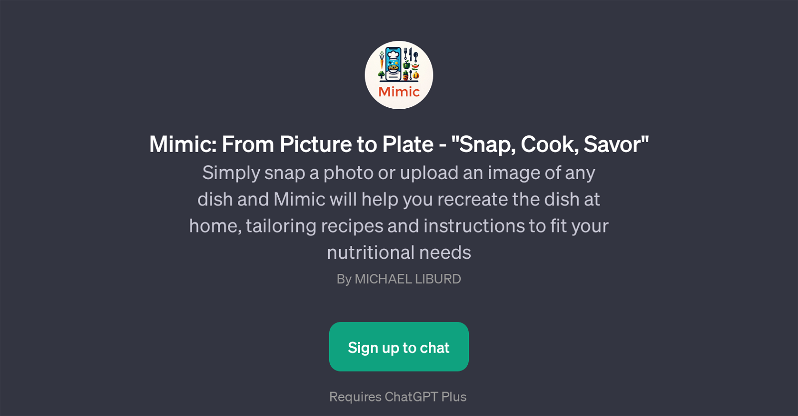 Mimic: From Picture to Plate website