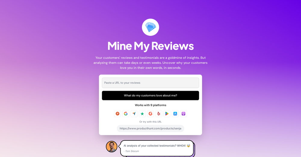 Mine My Reviews website