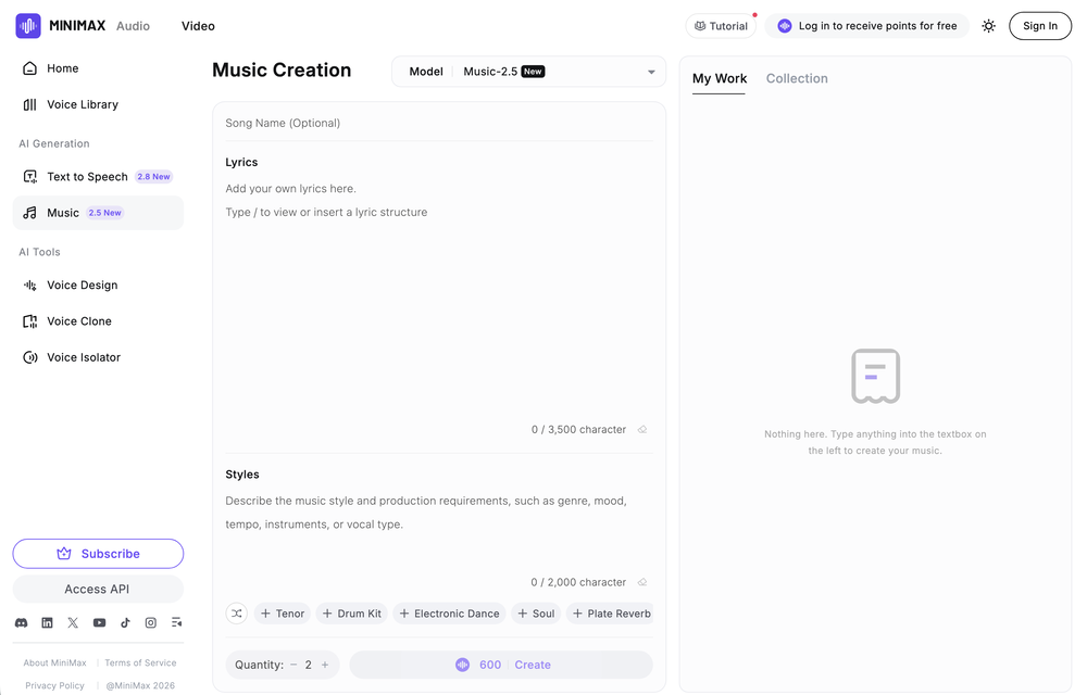 Minimax Music website