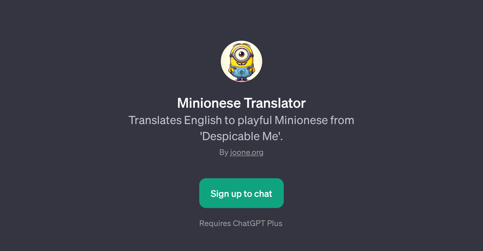 Minionese Translator website