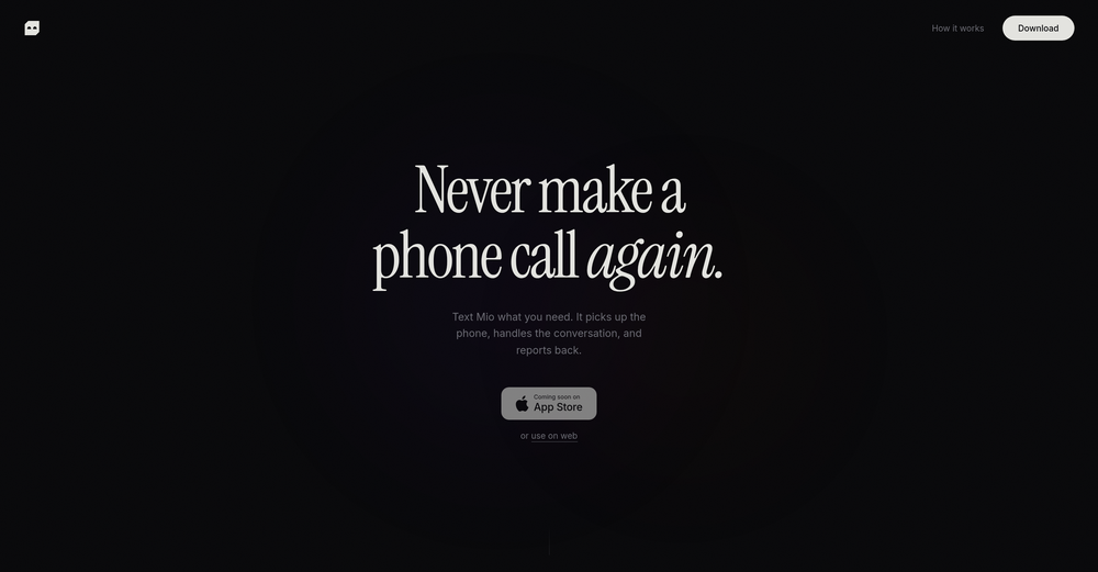 Mio – Your AI Phone Assistant website