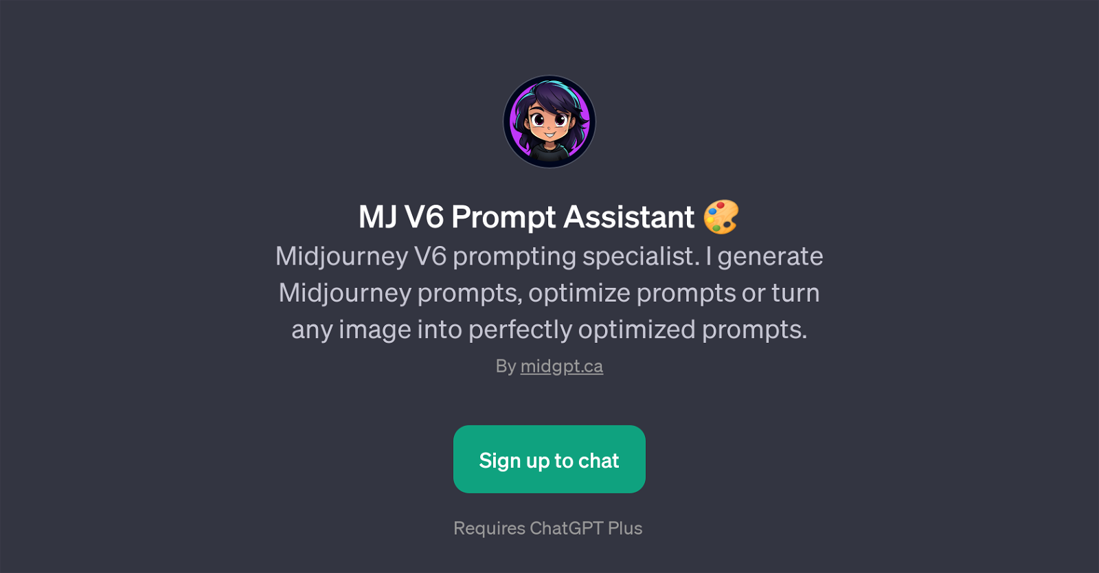 MJ V6 Prompt Assistant website