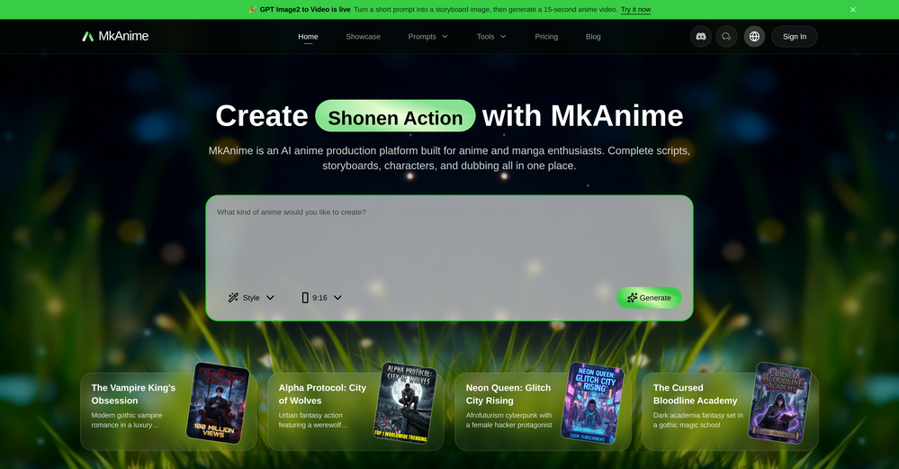 MkAnime AI website