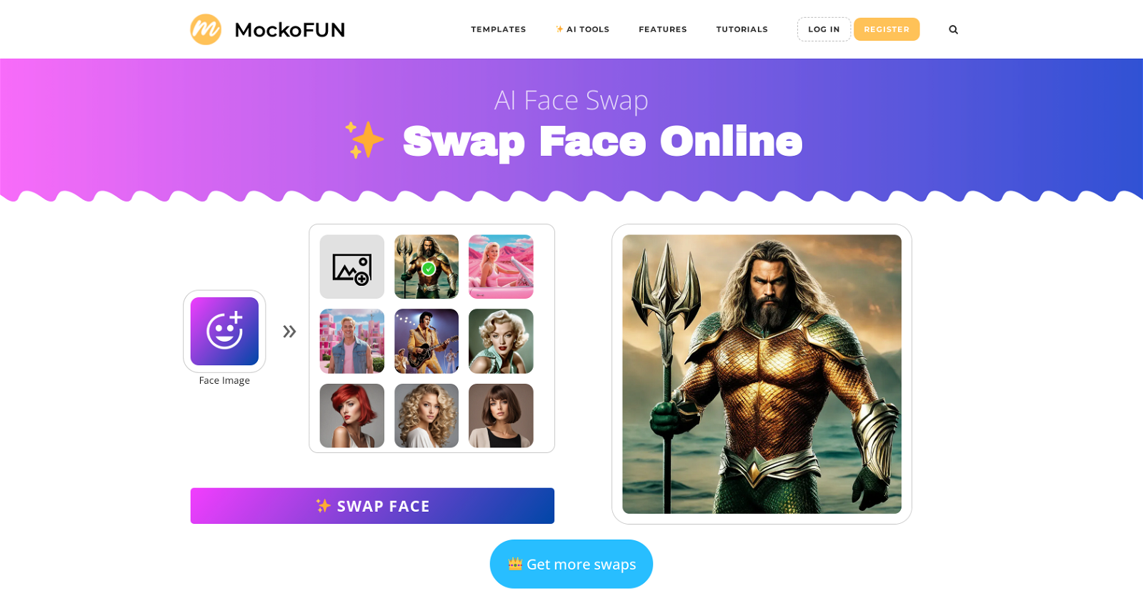 MockoFun Face Swap website