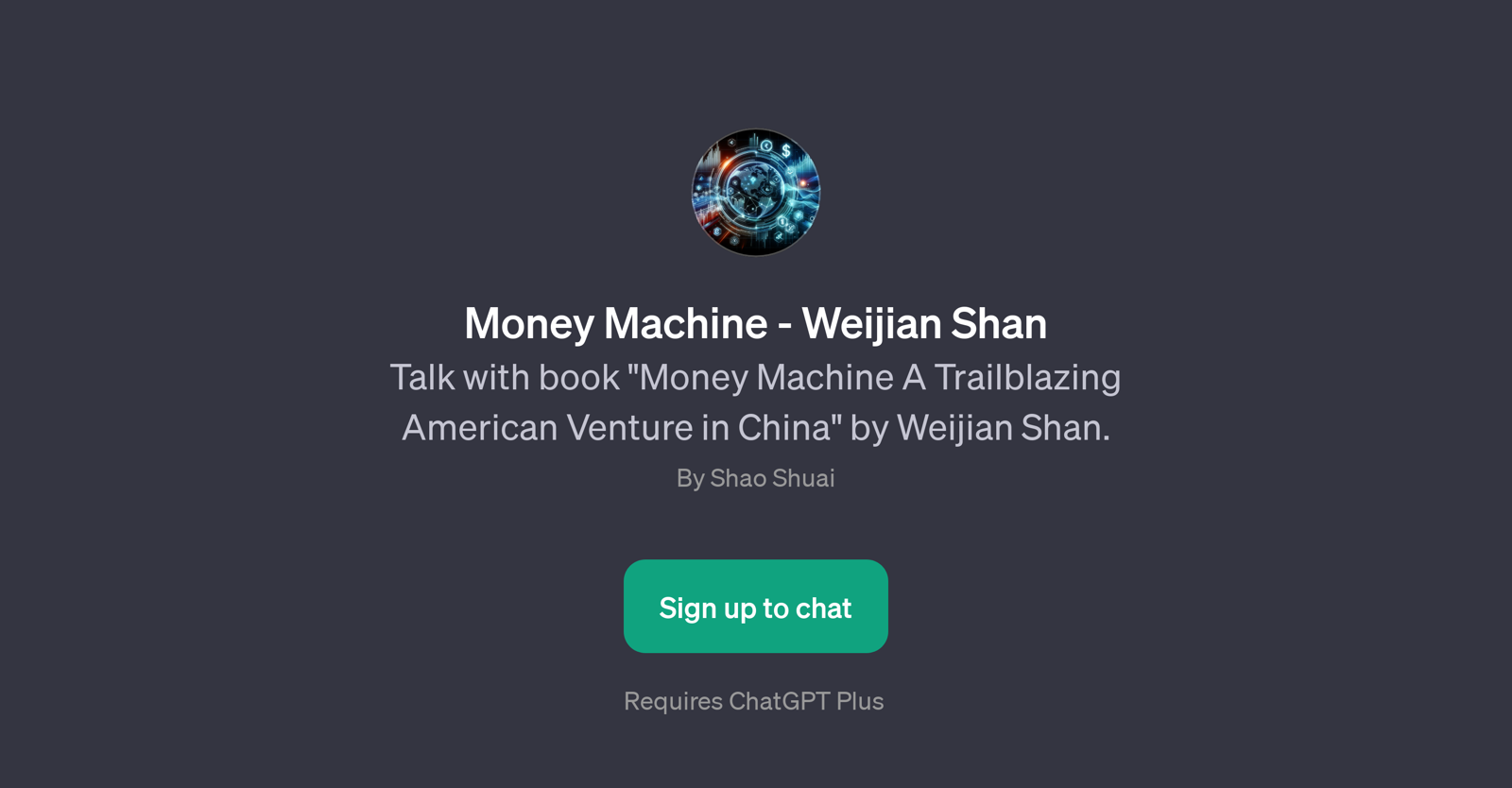 Money Machine - Weijian Shan website